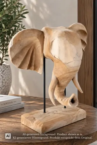 Product image of the product “Elephant Head, 50 cm Height, Teak Wood, Natural ”